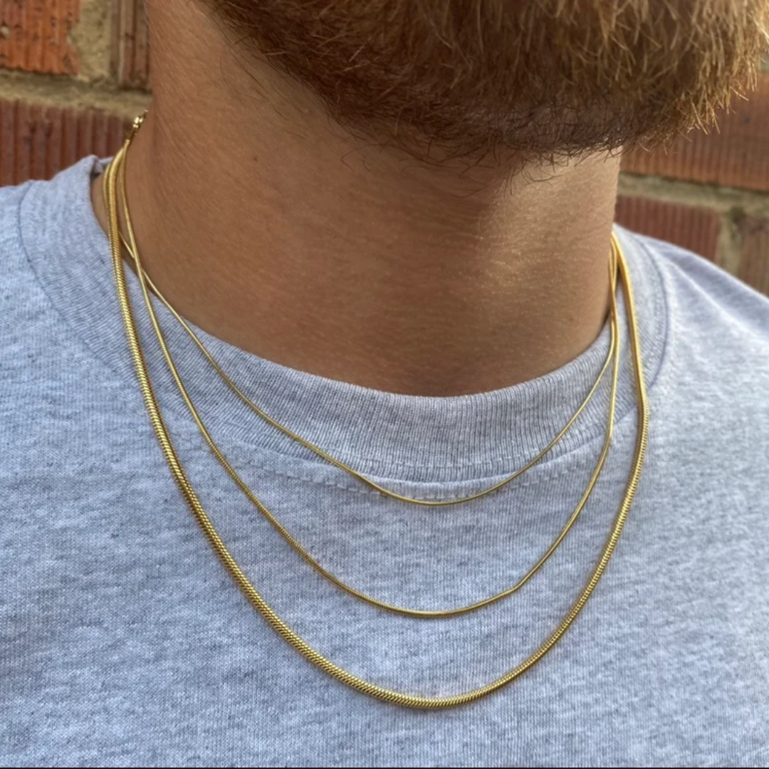 18k Gold Plating Snake Chain 1mm Thin - Mens Chain Necklace - Simple Chain Necklace For Mens