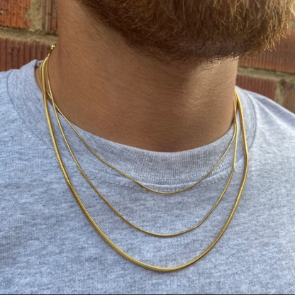18k Gold Plating Snake Chain 1mm Thin - Mens Chain Necklace - Simple Chain Necklace For Mens