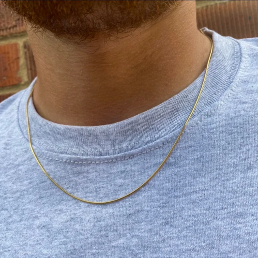 18k Gold Plating Snake Chain 1mm Thin - Mens Chain Necklace - Simple Chain Necklace For Mens