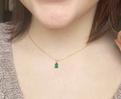 Emerald Chocker Necklace gold filled May Birthstone Tiny Emerald Pendant