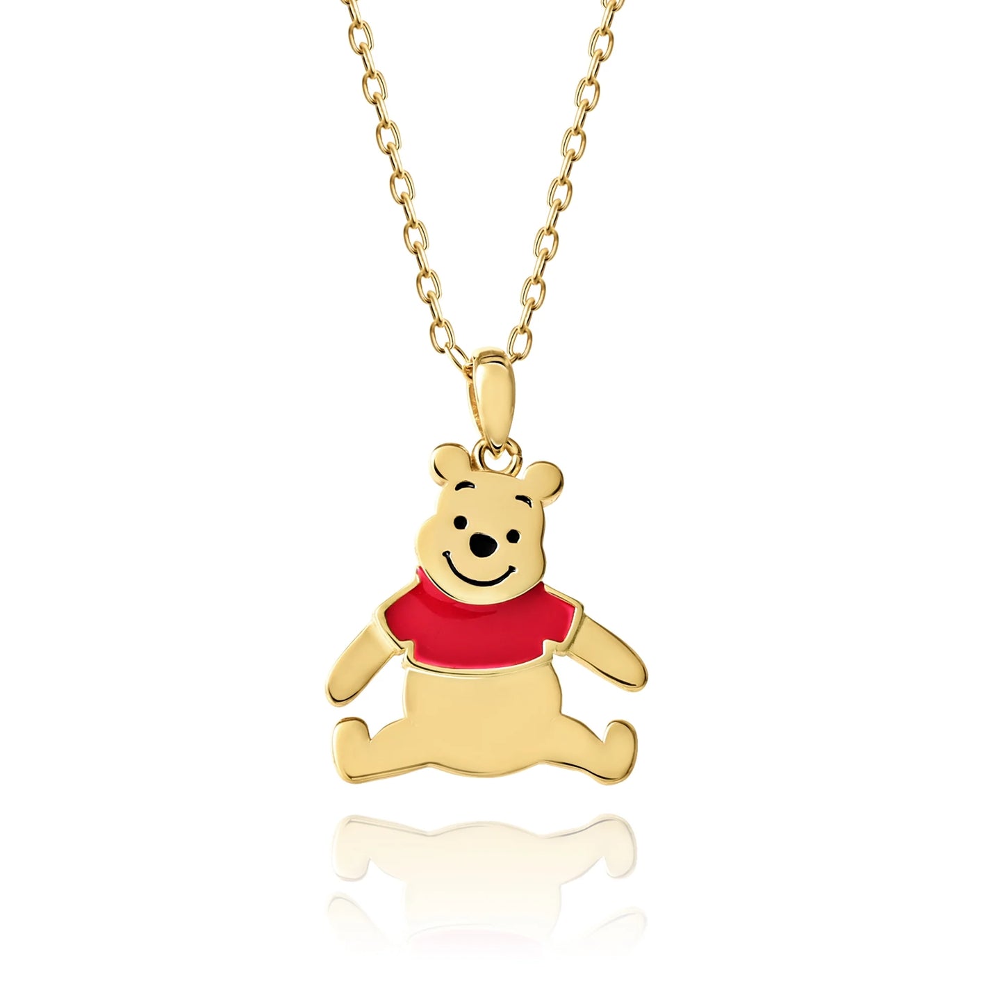 Disney Women's Winnie the Pooh Gold Plated Sterling Silver Necklace 18"Chain