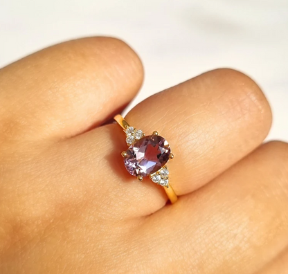 Sterling Silver Lavender Amethyst Ring - Engagement Promise Ring - Anniversary Birthday Gift For Mum