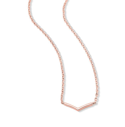 V Shaped Necklace in 925 Sterling Silver with 14K Rose Gold Plating - Anniversary Gift For Her