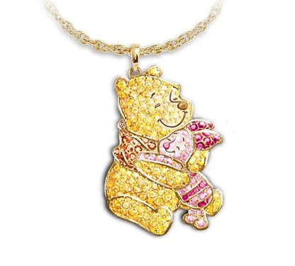 Winnie the Pooh hugging Piglet Necklace in 925 Sterling Silver - Christmas Gifts For Her