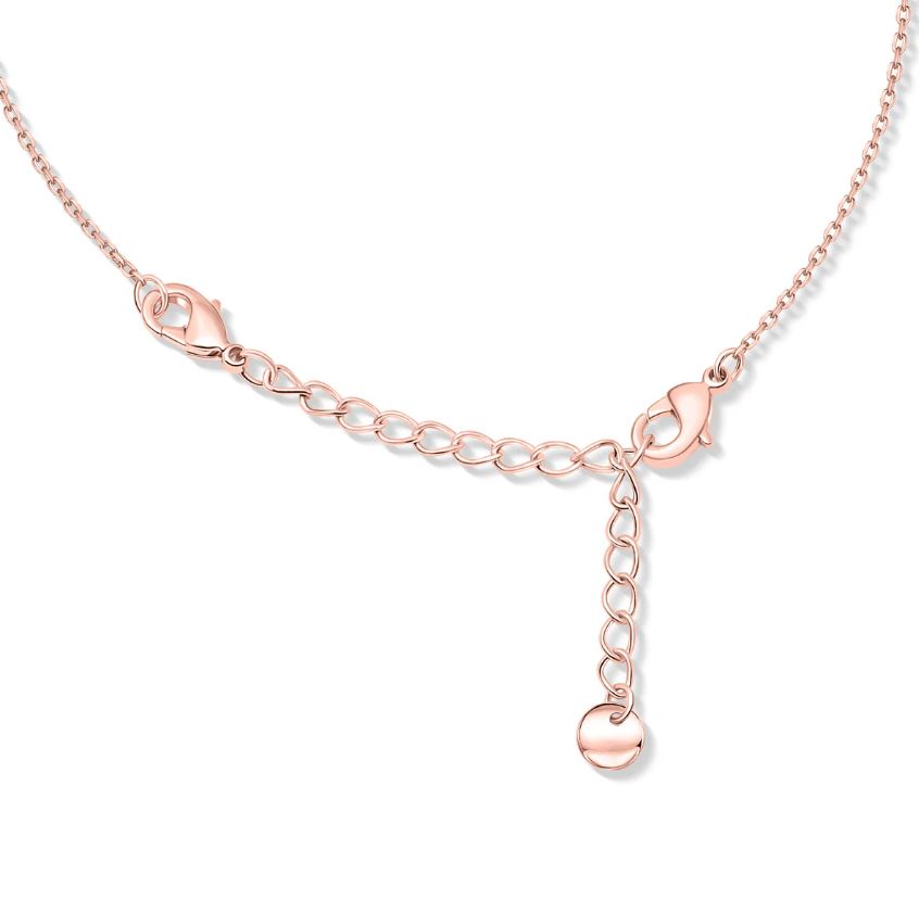 V Shaped Necklace in 925 Sterling Silver with 14K Rose Gold Plating - Anniversary Gift For Her