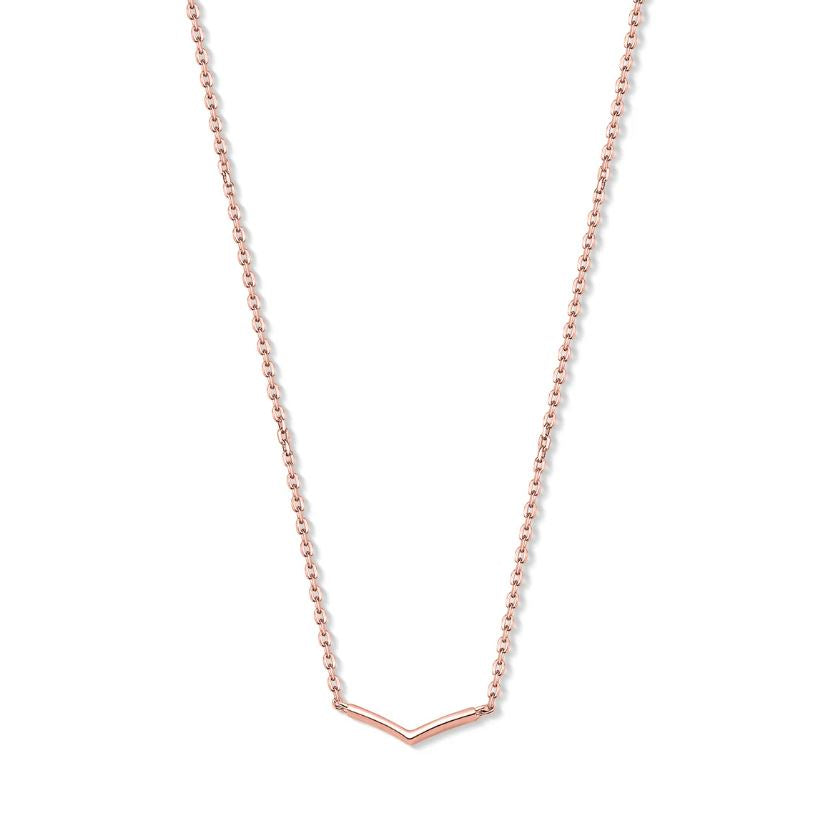 V Shaped Necklace in 925 Sterling Silver with 14K Rose Gold Plating - Anniversary Gift For Her