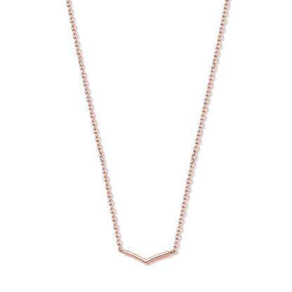 V Shaped Necklace in 925 Sterling Silver with 14K Rose Gold Plating - Anniversary Gift For Her