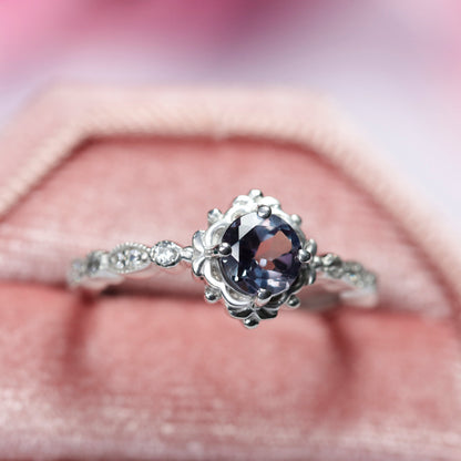 Alexandrite Engagement Ring For Women - June Birthstone Ring