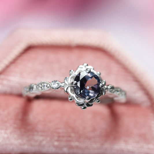 Alexandrite Engagement Ring For Women - June Birthstone Ring
