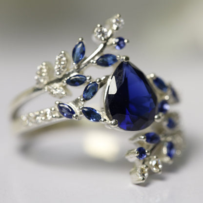 Nature Inspired Leaf Engagement Ring - Unique Promise Ring For Her - September Birthstone