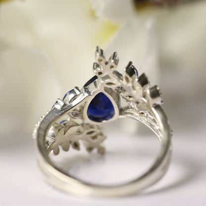 Nature Inspired Leaf Engagement Ring - Unique Promise Ring For Her - September Birthstone