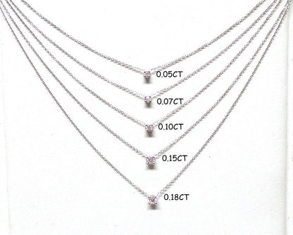 Diamond solitaire necklace in 925 sterling silver for everyday wear