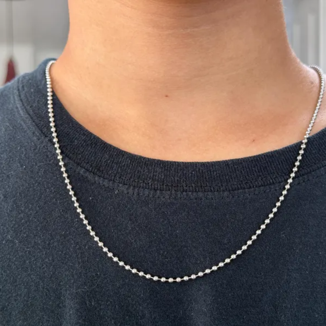 Stainless steel ball chain - Everyday unisex silver chain - Minimalistic Vintage - Valentine's day Gift For Boyfriend