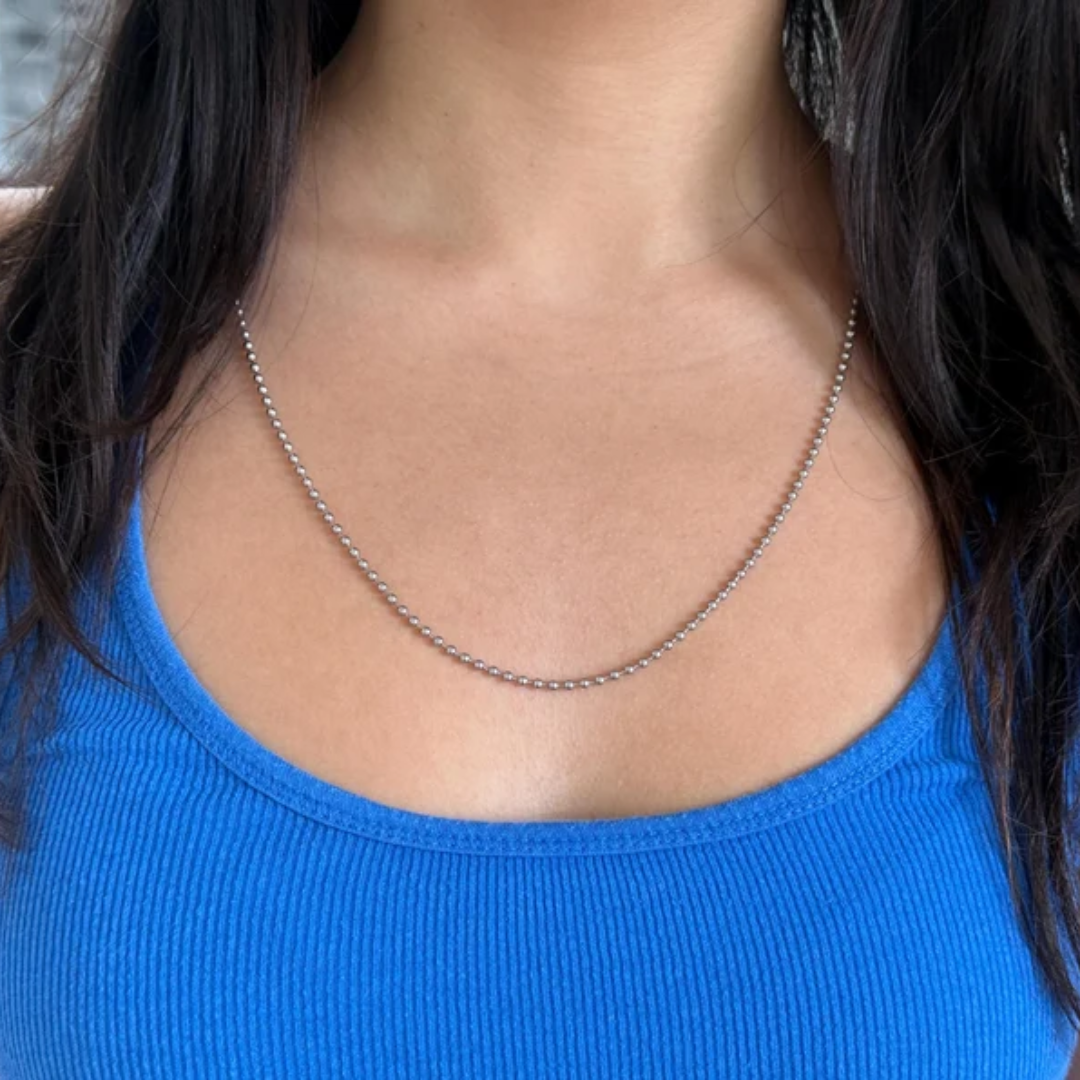 Stainless steel ball chain - Everyday unisex silver chain - Minimalistic Vintage - Valentine's day Gift For Boyfriend
