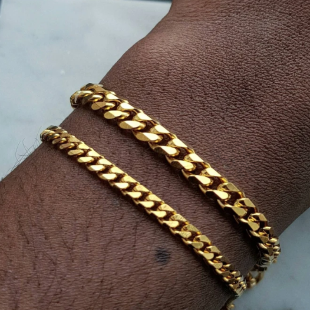Men's Gold Bracelet- Cuban Link Chain Bracelet- Curb Chain Bracelets- Cuban Men's Bracelet