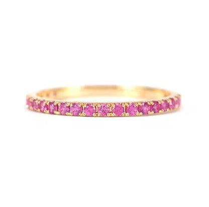 Pink Sapphire Eternity Band in 18k Gold Plated - Sapphire Wedding Ring - Matching Band