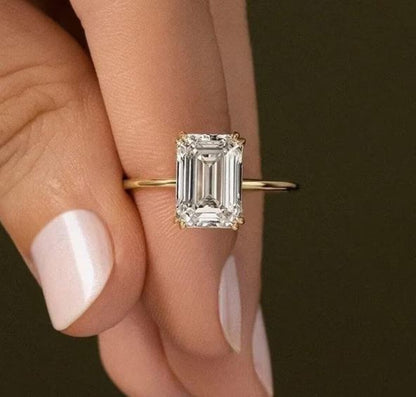 4 CT Emerald Cut Diamond Engagement Ring Double Claw Prong Wedding Ring