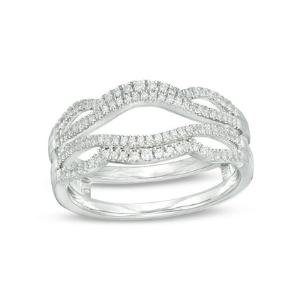 1/4 CT. T.W. Diamond Wavy Split Shank Ring Solitaire Enhancer in 925 Sterling Silver