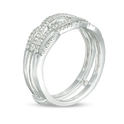 1/4 CT. T.W. Diamond Wavy Split Shank Ring Solitaire Enhancer in 925 Sterling Silver