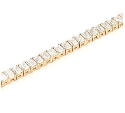 Unisex Bracelet 8 Ct Emerald Cut Tennis Bracelet in 14K Yellow Gold Finish Bridal Bracelets