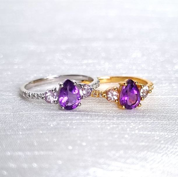Lavender Amethyst Statement Ring in 925 Sterling Silver February Birthstone Ring Gift For Her