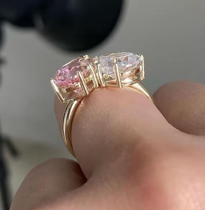 3 CT Pear Cut Pink Diamond Engagement ring in 14K Yellow Gold Finish Wedding Ring Proposal Ring For Her