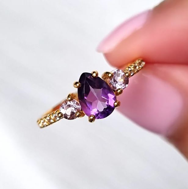 Lavender Amethyst Statement Ring in 925 Sterling Silver February Birthstone Ring Gift For Her