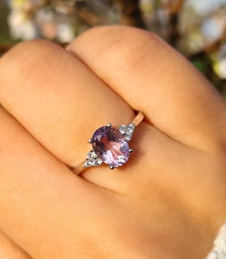 Sterling Silver Lavender Amethyst Ring - Engagement Promise Ring & Christmas Gift For Her