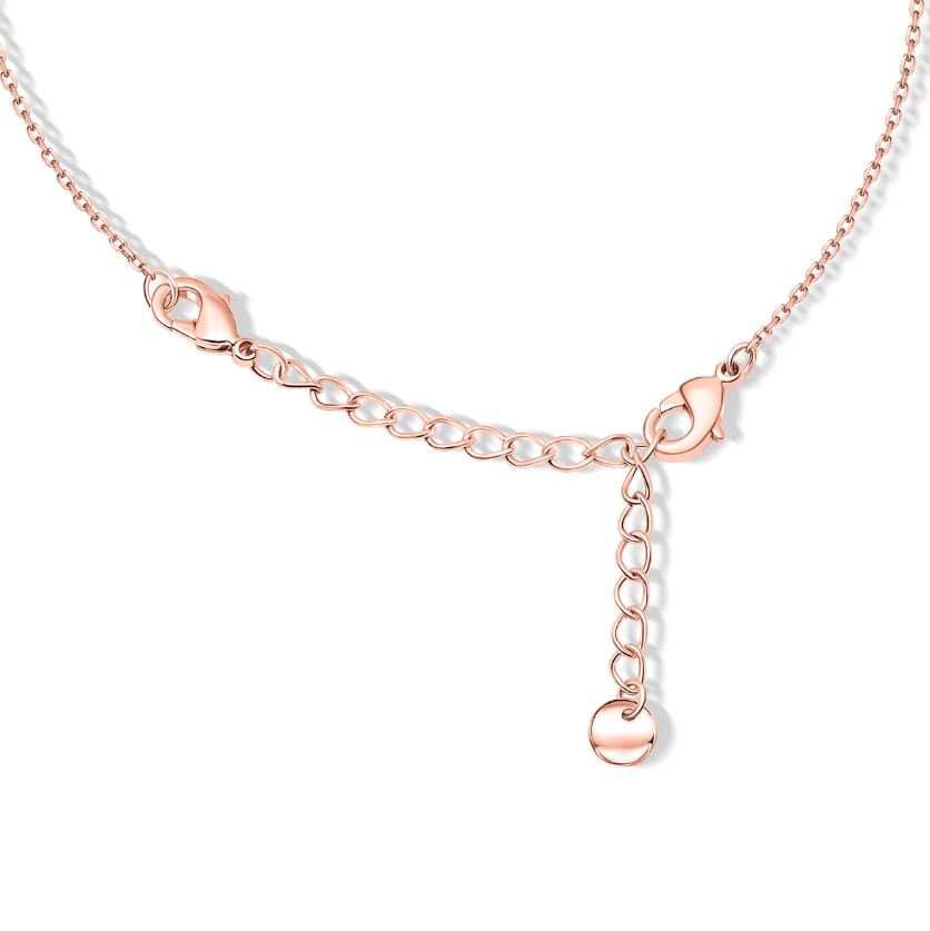 V Shaped Diamond Pendant Necklace in 925 Sterling Silver with 14K Rose Gold Plating - Christmas Gift For Her