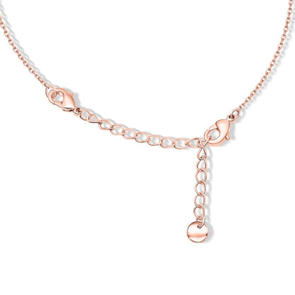 V Shaped Diamond Pendant Necklace in 925 Sterling Silver with 14K Rose Gold Plating - Christmas Gift For Her