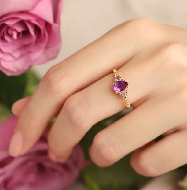 Lavender Amethyst Statement Ring in 925 Sterling Silver February Birthstone Ring Gift For Her