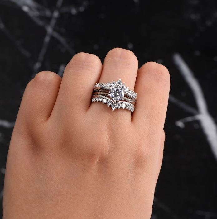 1.25 Ct Diamond Wedding Ring Set For Women in 925 Sterling Silver Engagement Ring Set for Anniversary Gift For Her