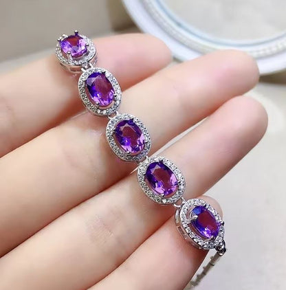 Amethyst Bracelet For Woman in 925 Sterling Silver February Birthstone Bracelet