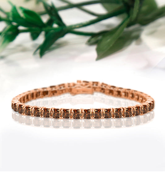 3mm Brown Diamond Tennis Bracelet in 14K Rose Gold Finish