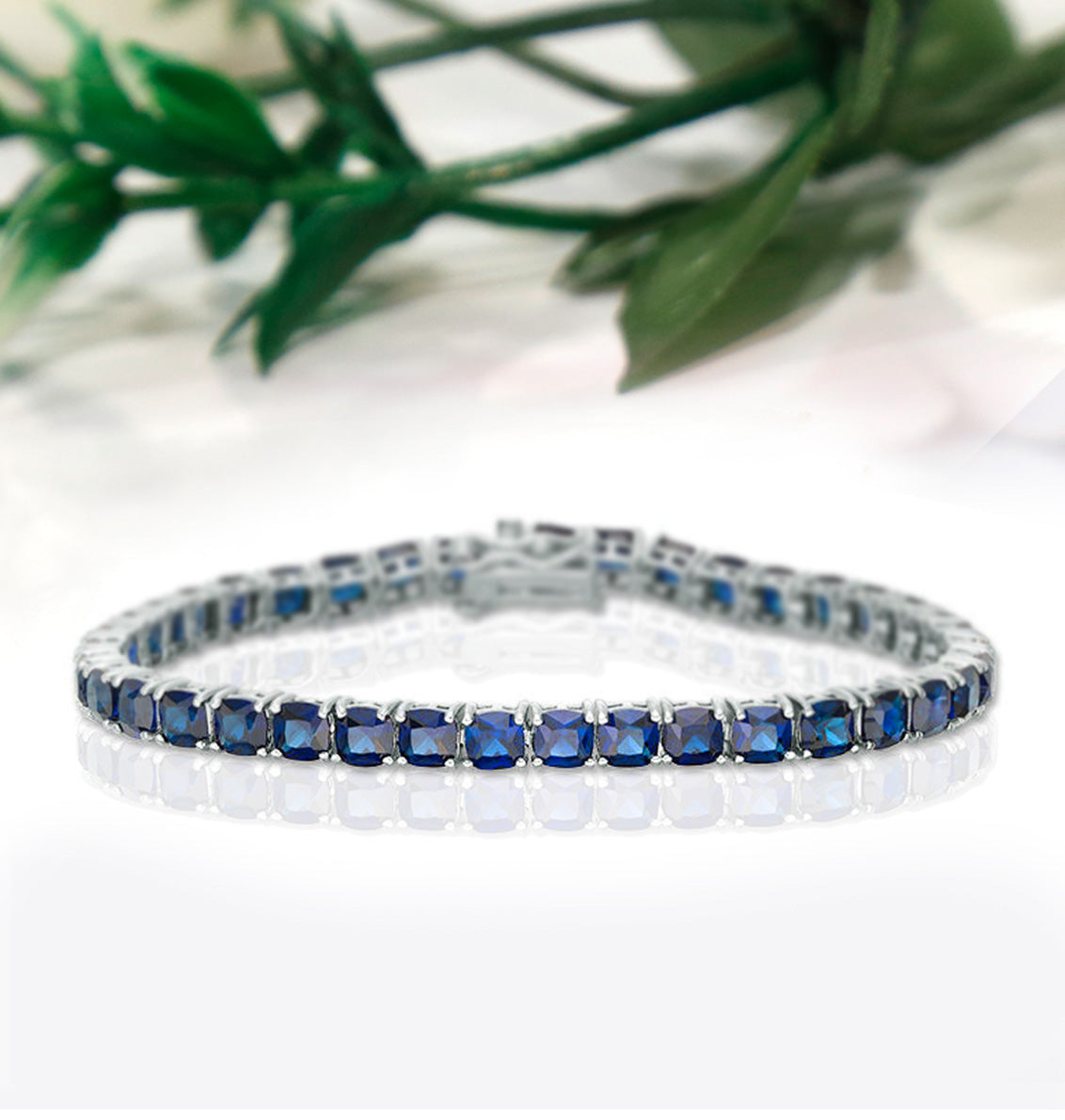 Blue Sapphire Tennis Bracelet in 925 Sterling Silver - Unisex Bracelet's - Birthstone Jewelry