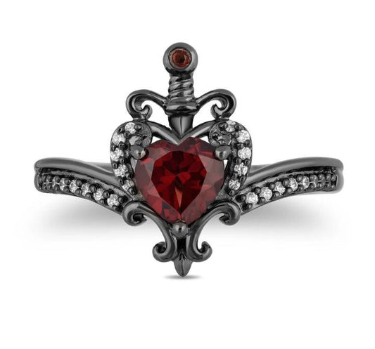 Enchanted Disney Evil Queen Ring in 925 Sterling Silver With Black Rhodium - Gift For Her