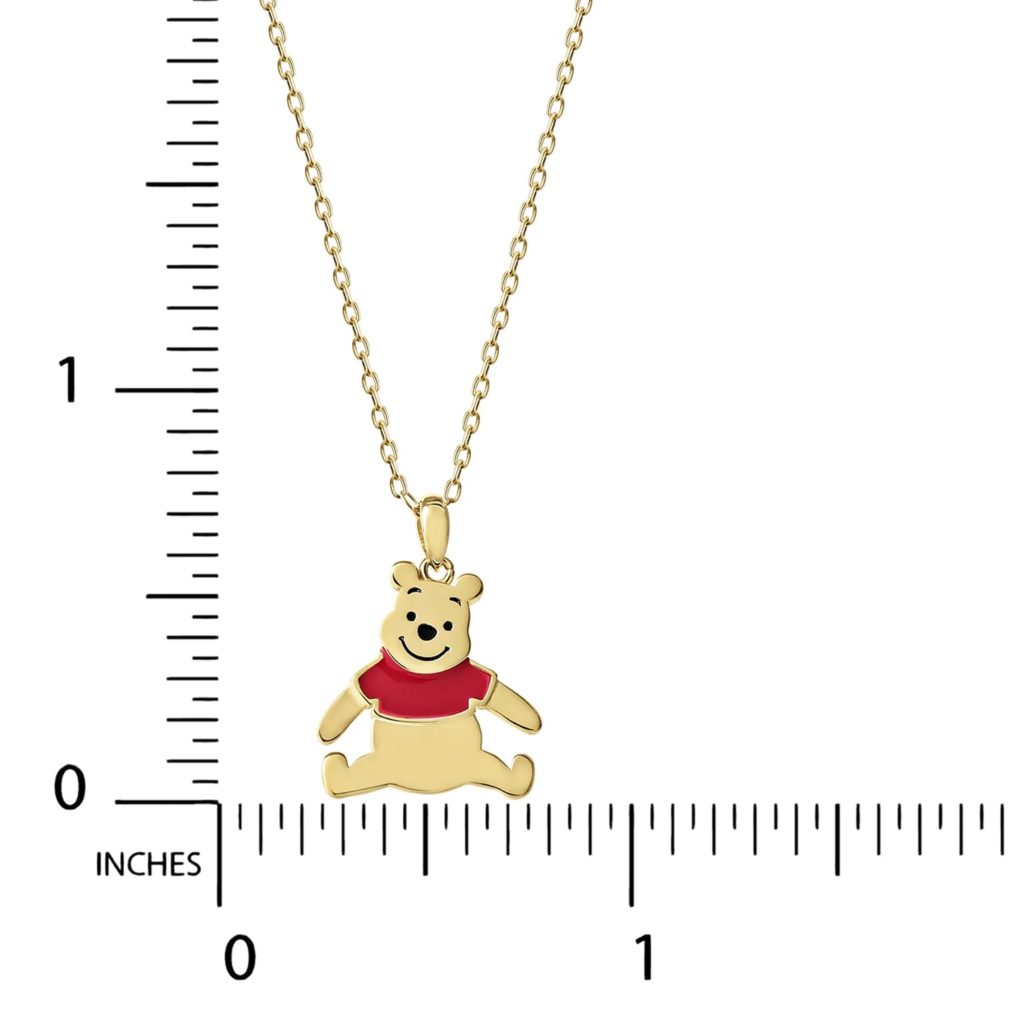 Disney Women's Winnie the Pooh Gold Plated Sterling Silver Necklace 18"Chain