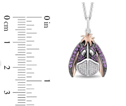 Enchanted Treasure Winnie the Pooh Amethyst Eeyore Pendant Necklace With 18" Chain