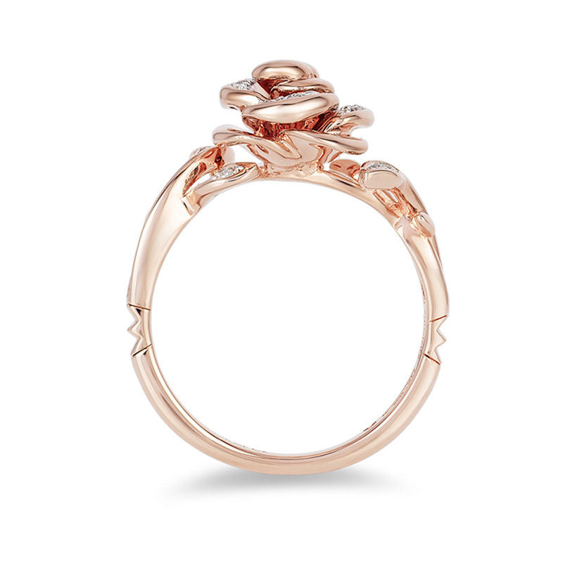 Inspired Belle Diamond Rose Ring For Engagement & Wedding in 14K Rose Gold Finish - Gift For Her