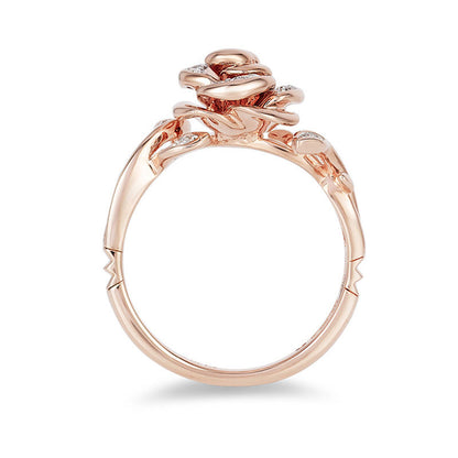 Inspired Belle Diamond Rose Ring For Engagement & Wedding in 14K Rose Gold Finish - Gift For Her