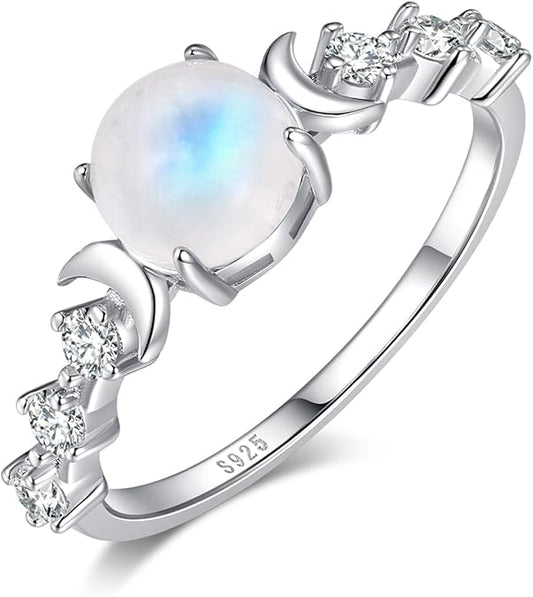 Natural Moonstone Ring for Women in 925 Sterling Silver - Christmas Gift For Her