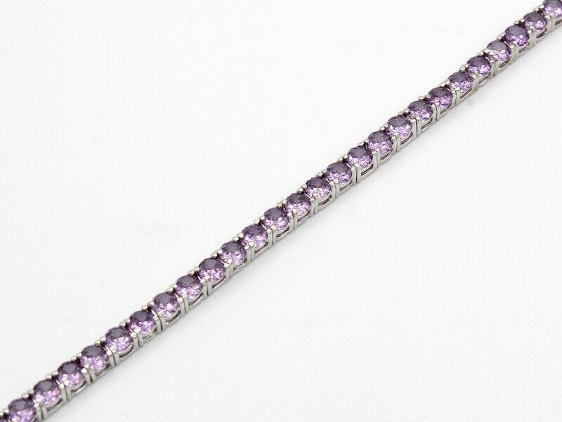 Unisex Silver 925 Tennis Bracelet - Amethyst Bracelet - February Birthstone