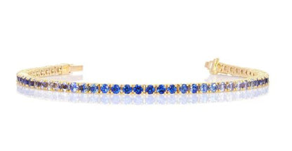 2.9mm Blue Sapphire Ombre Tennis Bracelet in 14K Gold Finish - Wedding Bracelet Gift For Her