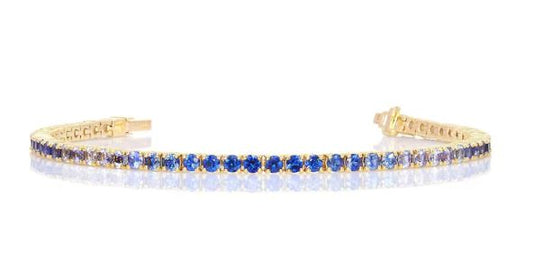 2.9mm Blue Sapphire Ombre Tennis Bracelet in 14K Gold Finish - Wedding Bracelet Gift For Her