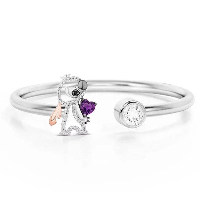 Lilo & Stitch Heart Cut Amethyst Wedding Ring - 925 Sterling Silver Disney Treasures Ring