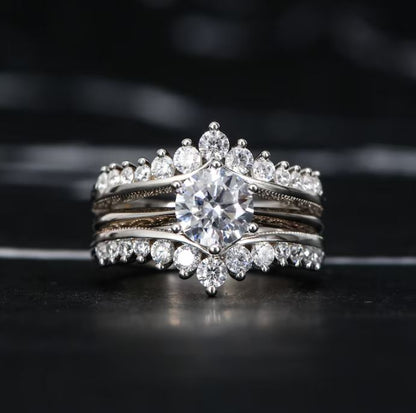 1.25 Ct Diamond Wedding Ring Set For Women in 925 Sterling Silver Engagement Ring Set for Anniversary Gift For Her