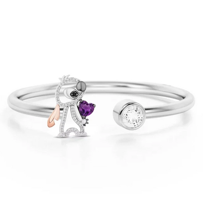 Lilo & Stitch Heart Cut Amethyst Wedding Ring - 925 Sterling Silver Disney Treasures Ring