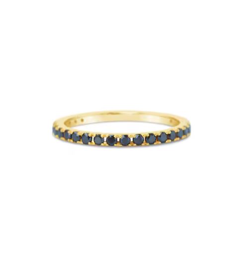 Black Diamond Eternity Ring in 18k Gold - 925 Silver - Wedding Band Gift for Her