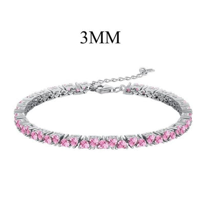 Pink Diamond Heart Shape Tennis Bracelet in 925 Sterling Silver Special Gift For Her