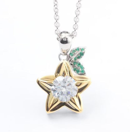 Paopu Fruit Kingdom Hearts Necklace in 925 Sterling Silver - Sora Kairi Riku Cosplay Jewelry Nerdy Geek Video Game Keyblade Star